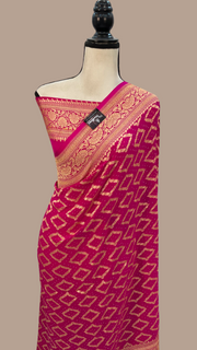 Pure Georgette Banarasi Bandhej Handloom Saree - The Handlooms