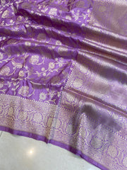 Pure Katan Silk Banarasi Handloom Saree - All Over Jaal Work - The Handlooms