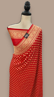 Khaddi Georgette Banarasi Saree - Gold zari - The Handlooms