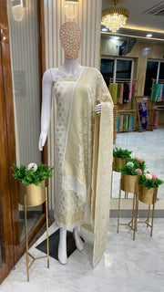 Pure Khaddi Georgette Banarasi Dress material - The Handlooms