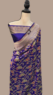 Pure Katan Silk Banarasi Handloom Saree - All over Jaal work - With Meenakari - The Handlooms