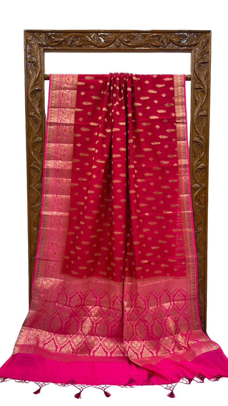 Pure Chiniya Silk Banarasi Saree - Gold Zari - The Handlooms