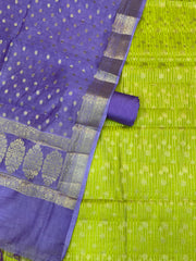 Pure Chanderi Cotton Banarasi Dress material - The Handlooms