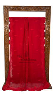 Pure Georgette Chikankari Handloom Banarasi Saree - The Handlooms