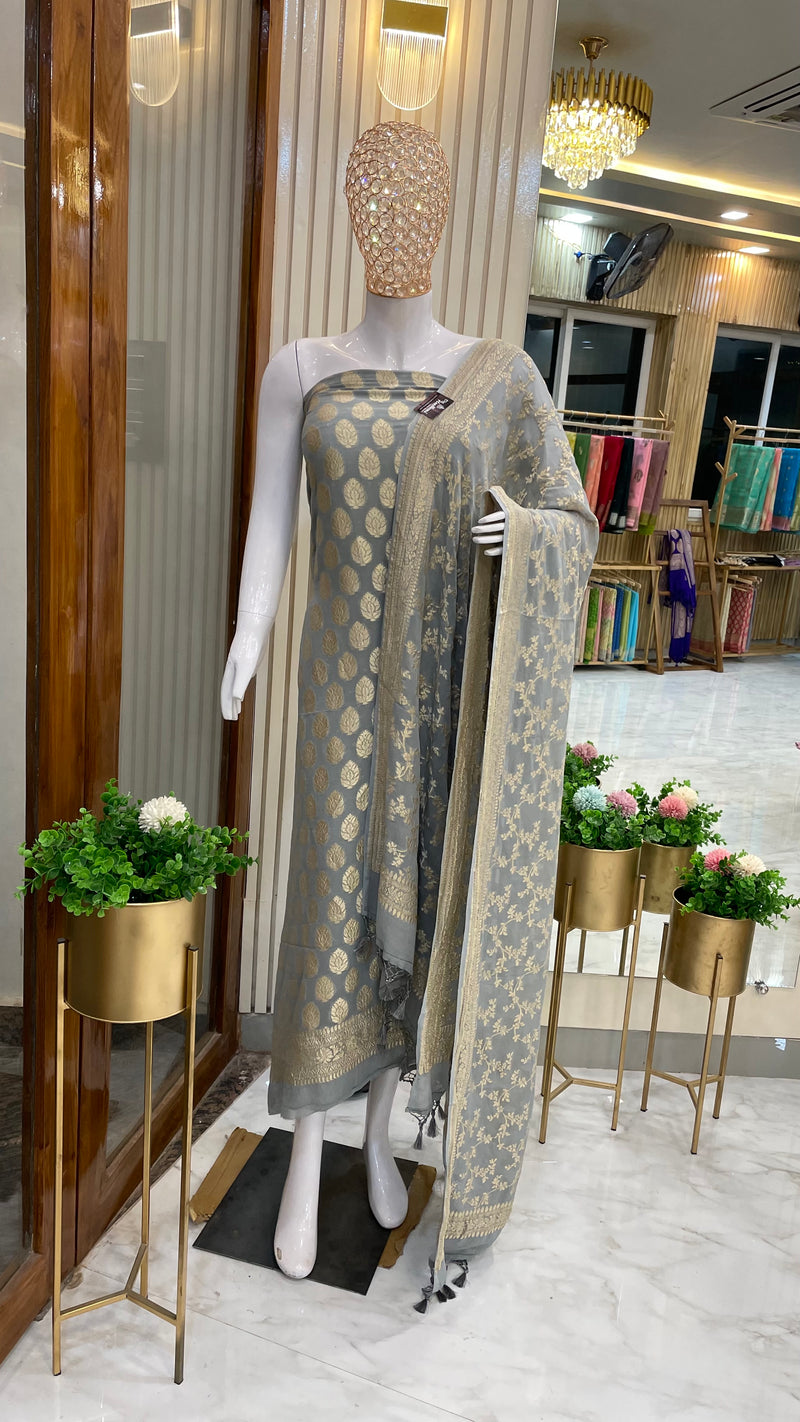 Khaddi Georgette Handlooms Banarasi Dress material - The Handlooms