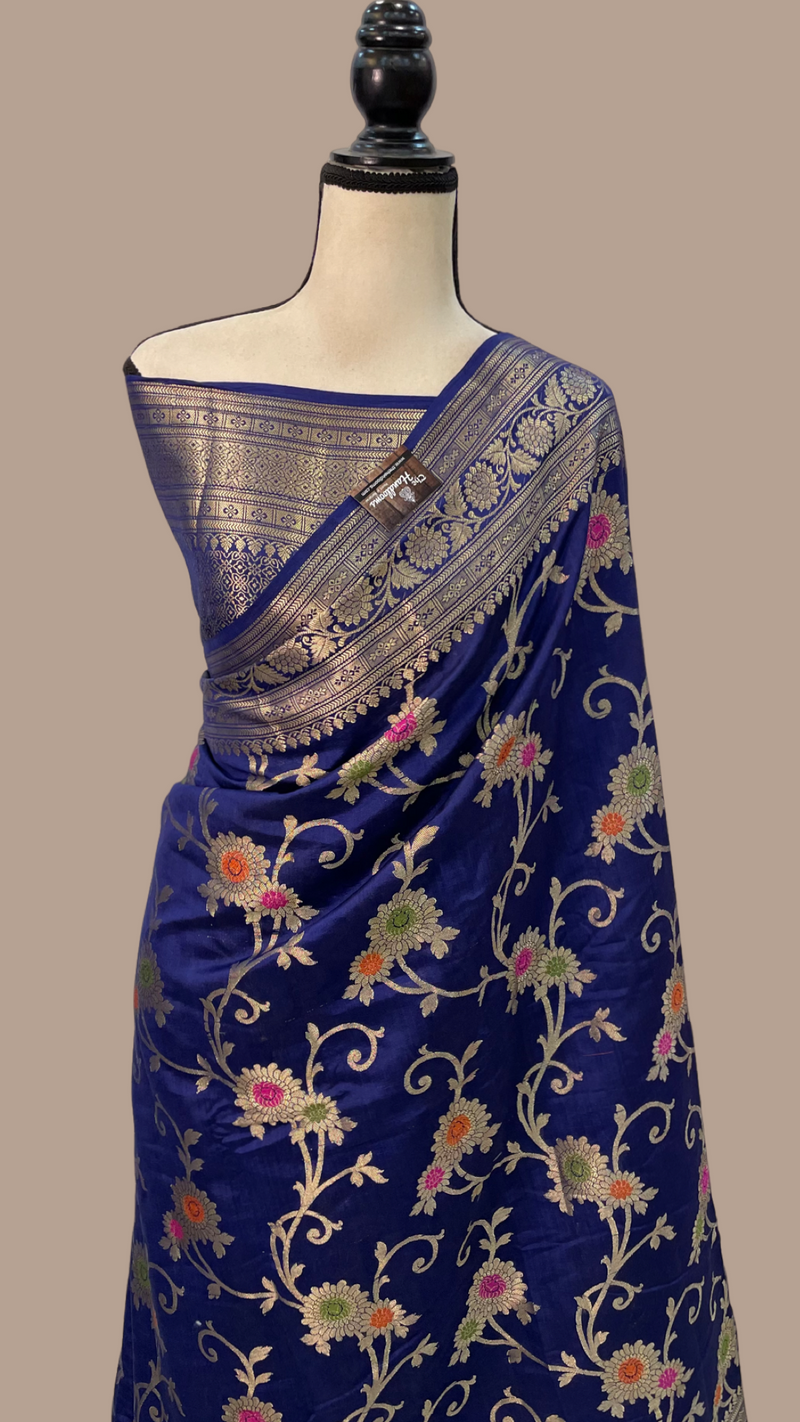 Pure Dupion Silk Banarasi Saree - Gold Zari - The Handlooms