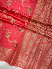 Pure Dupion Silk Banarasi Saree - Gold Zari - The Handlooms