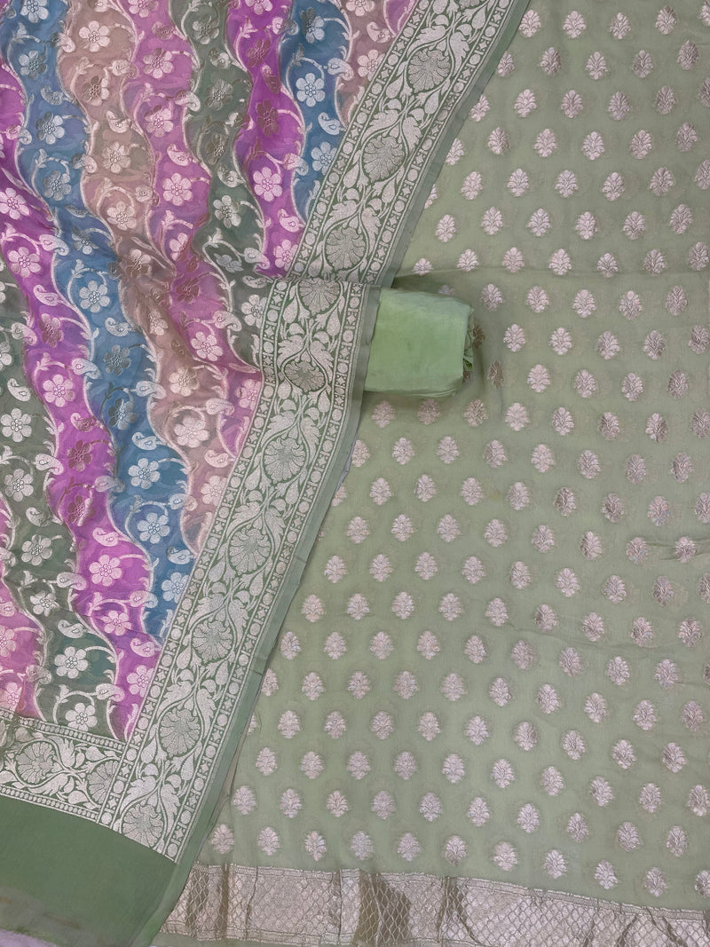 Pure Khaddi Georgette Banarasi Dress material - The Handlooms