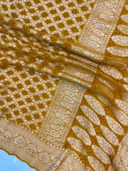 Pure Georgette Banarasi Bandhej Handloom Dupatta - The Handlooms