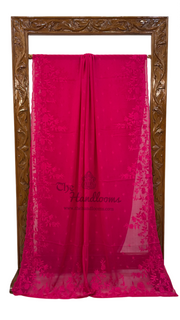 Pure Georgette Chikankari Handloom Banarasi Saree - The Handlooms