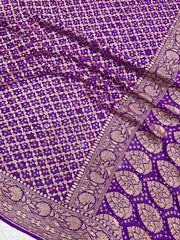 Pure Georgette Banarasi Bandhej Handloom Saree - The Handlooms