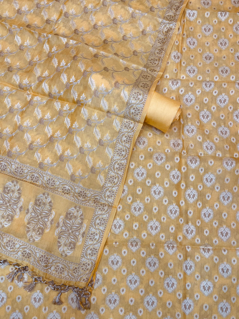 Pure Butter Silk Banarasi Dress material - The Handlooms