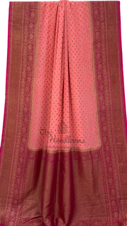 Khaddi Georgette Handloom Banarasi Saree -  Antique zari - The Handlooms