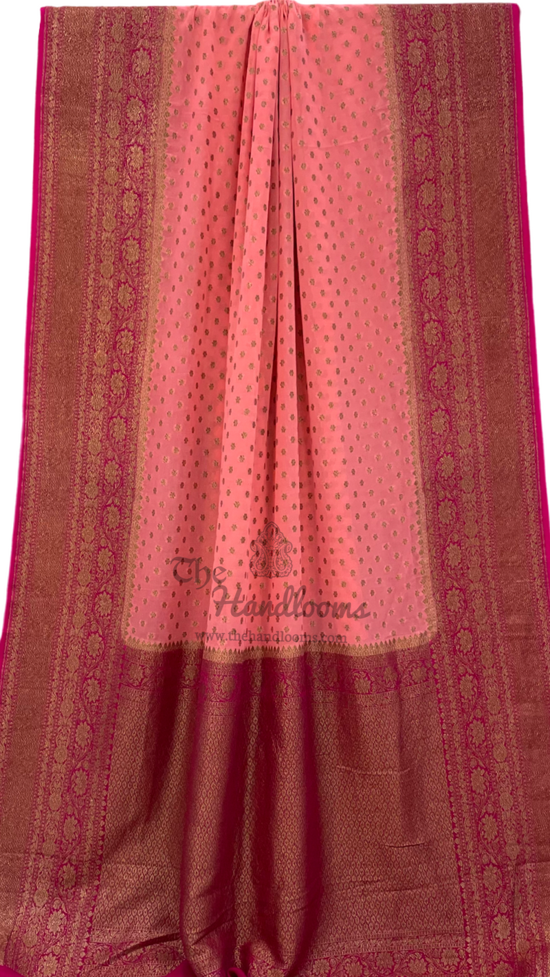 Khaddi Georgette Handloom Banarasi Saree -  Antique zari - The Handlooms