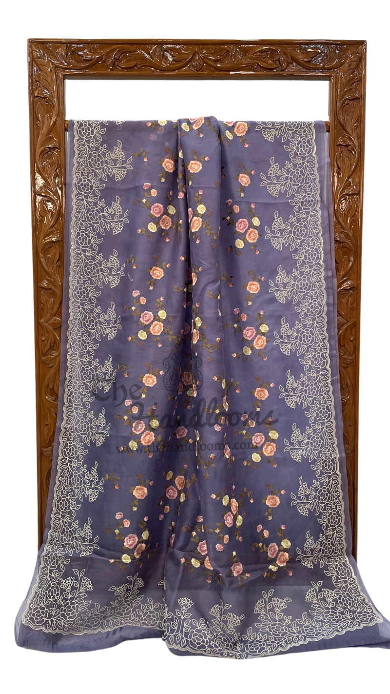 Organza Chikankari Handloom Banarasi Saree - The Handlooms