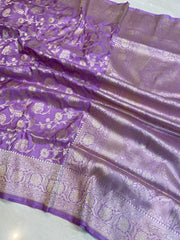 Pure Katan Silk Banarasi Handloom Saree - All Over Jaal Work - The Handlooms