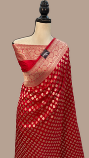 Pure Katan Silk Banarasi Handloom Saree - All over jaal work - The Handlooms