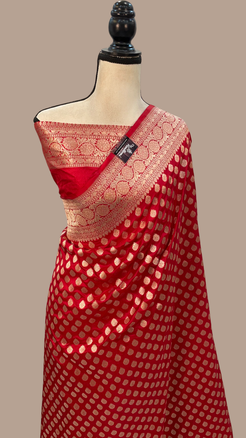 Pure Katan Silk Banarasi Handloom Saree - All over jaal work - The Handlooms