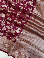 Pure Katan Silk Banarasi Handloom Saree - All Over Jaal Work - The Handlooms