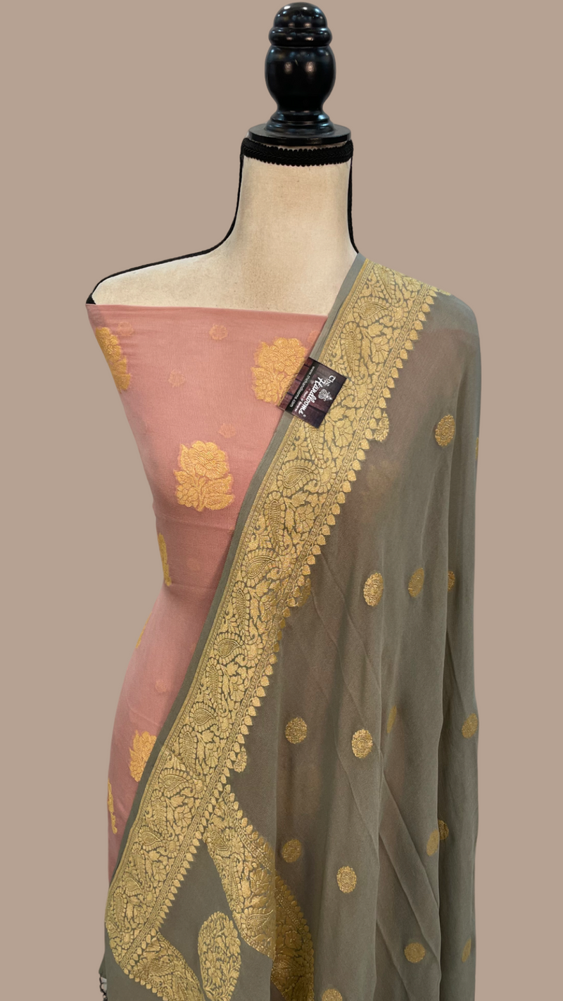 Pure Khaddi Georgette Banarasi Dress material - The Handlooms