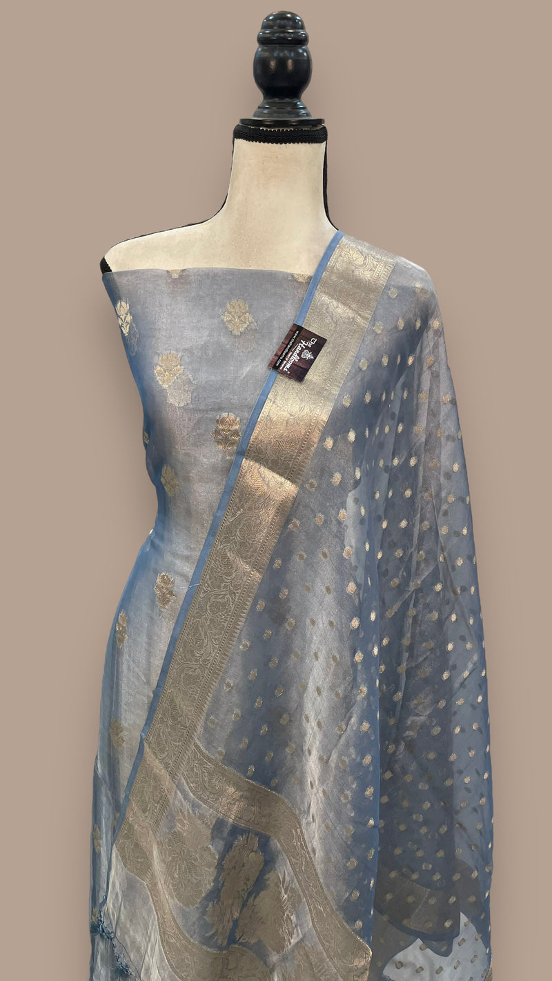 Pure Kora Tissue Handloom Banarasi Dress material - The Handlooms