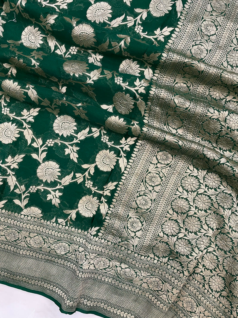 Khaddi Georgette Handloom Banarasi Saree - The Handlooms