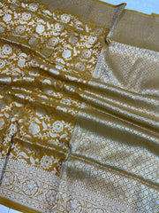 Pure Katan Silk Banarasi Handloom Saree - All Over Jaal Work - The Handlooms