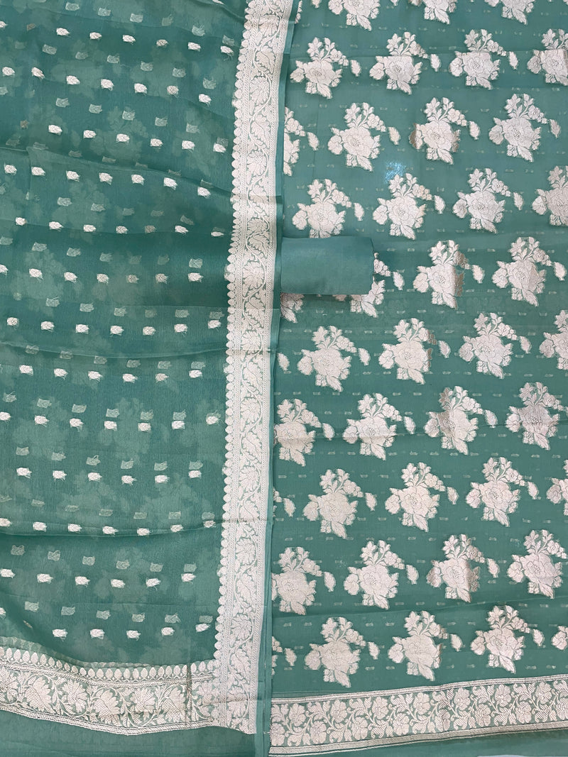 Khaddi Georgette Banarasi Dress material - The Handlooms