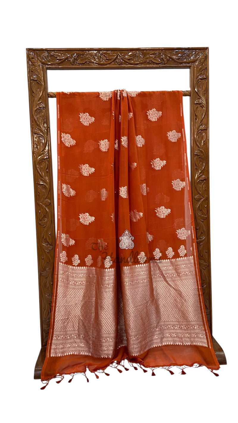 Pure Khaddi Georgette Banarasi Saree -  Water Zari
