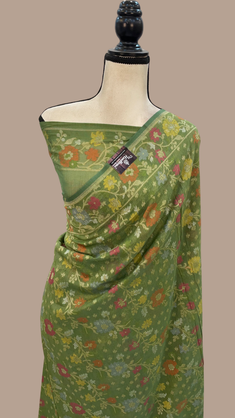 Pure Cotton Jamdani Handloom Banarasi Saree - The Handlooms