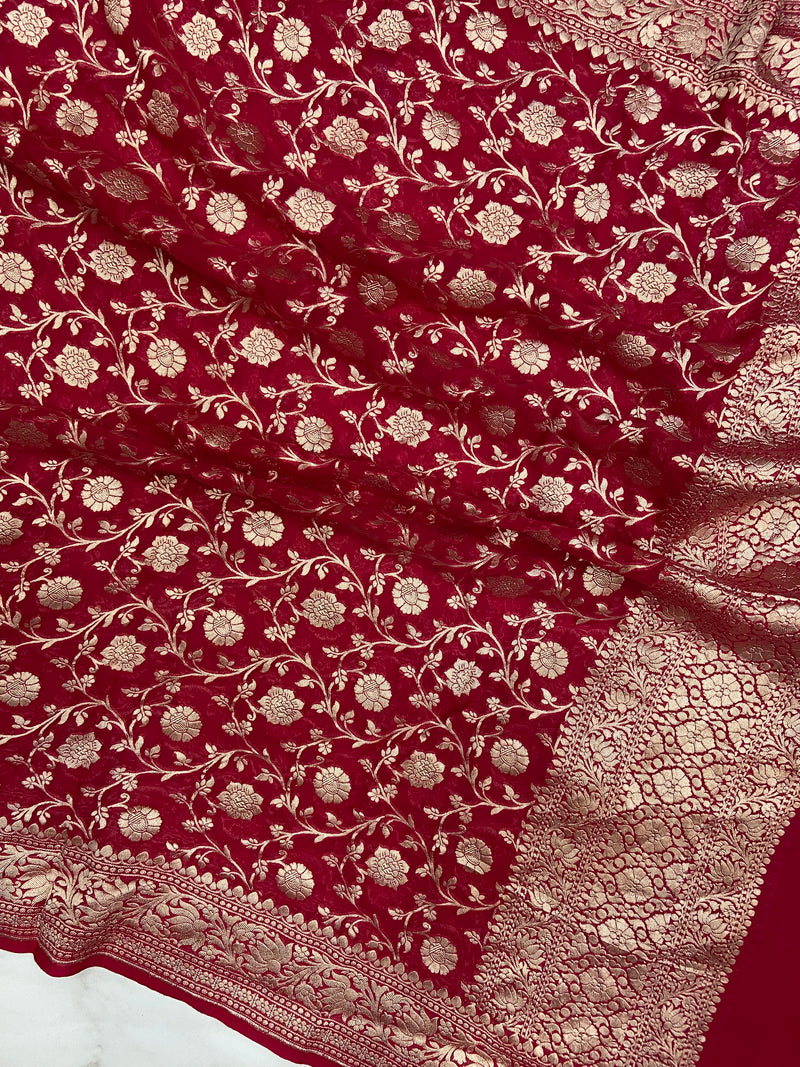 Pure Khaddi Georgette Dupatta - Water Zari
