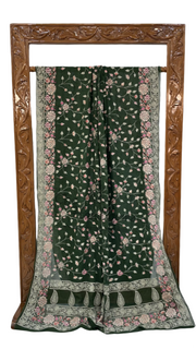 Pure Georgette Chikankari Handloom Banarasi Saree - The Handlooms