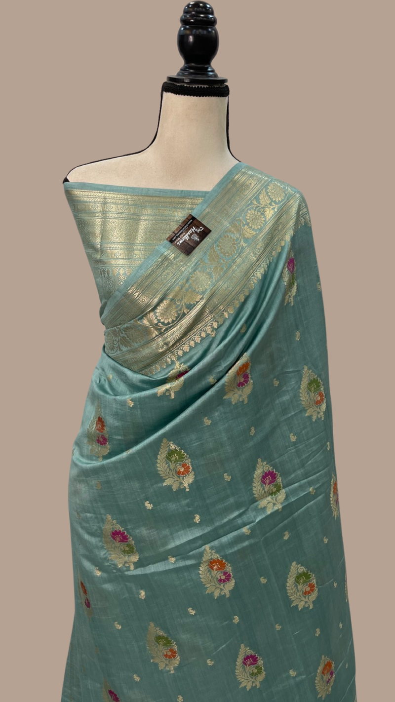 Pure Dupion Silk Banarasi Saree - Gold Zari - The Handlooms