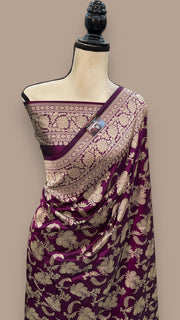 Pure Katan Silk Banarasi Handloom Saree - All Over Jaal Work - The Handlooms