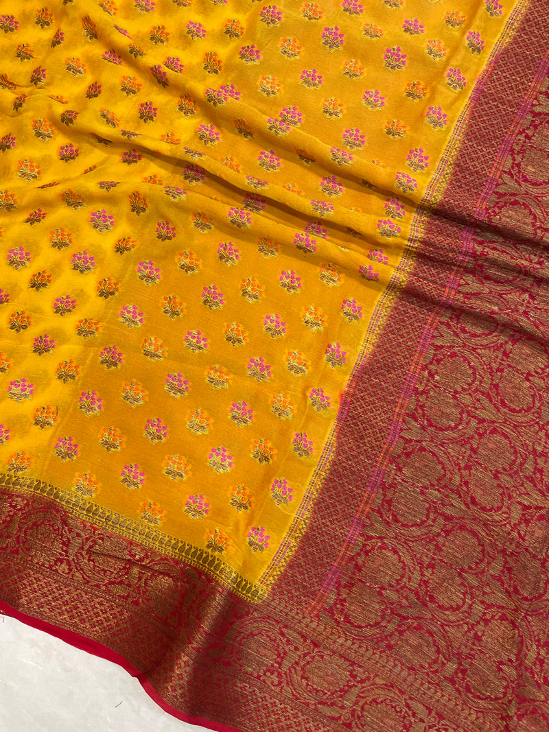 Pure Chiffon Khaddi Banarasi Saree - The Handlooms