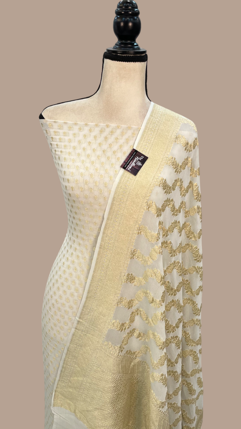 Pure Khaddi Georgette Banarasi Dress material - The Handlooms