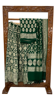 Pure Khaddi Georgette Handloom Banarasi Lehenga - Stitched - The Handlooms