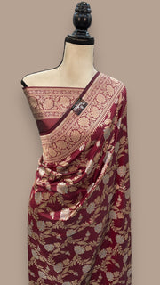 Pure Katan Silk Banarasi Handloom Saree - All over Sona Roopa Jaal work - The Handlooms