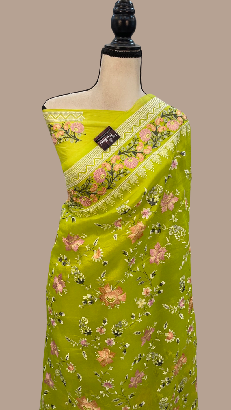 Organza Chikankari Handloom Banarasi Saree - The Handlooms
