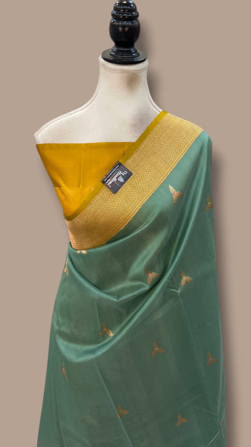 Pure Kora Silk Handloom Banarasi All Over Kadua Motifs Saree