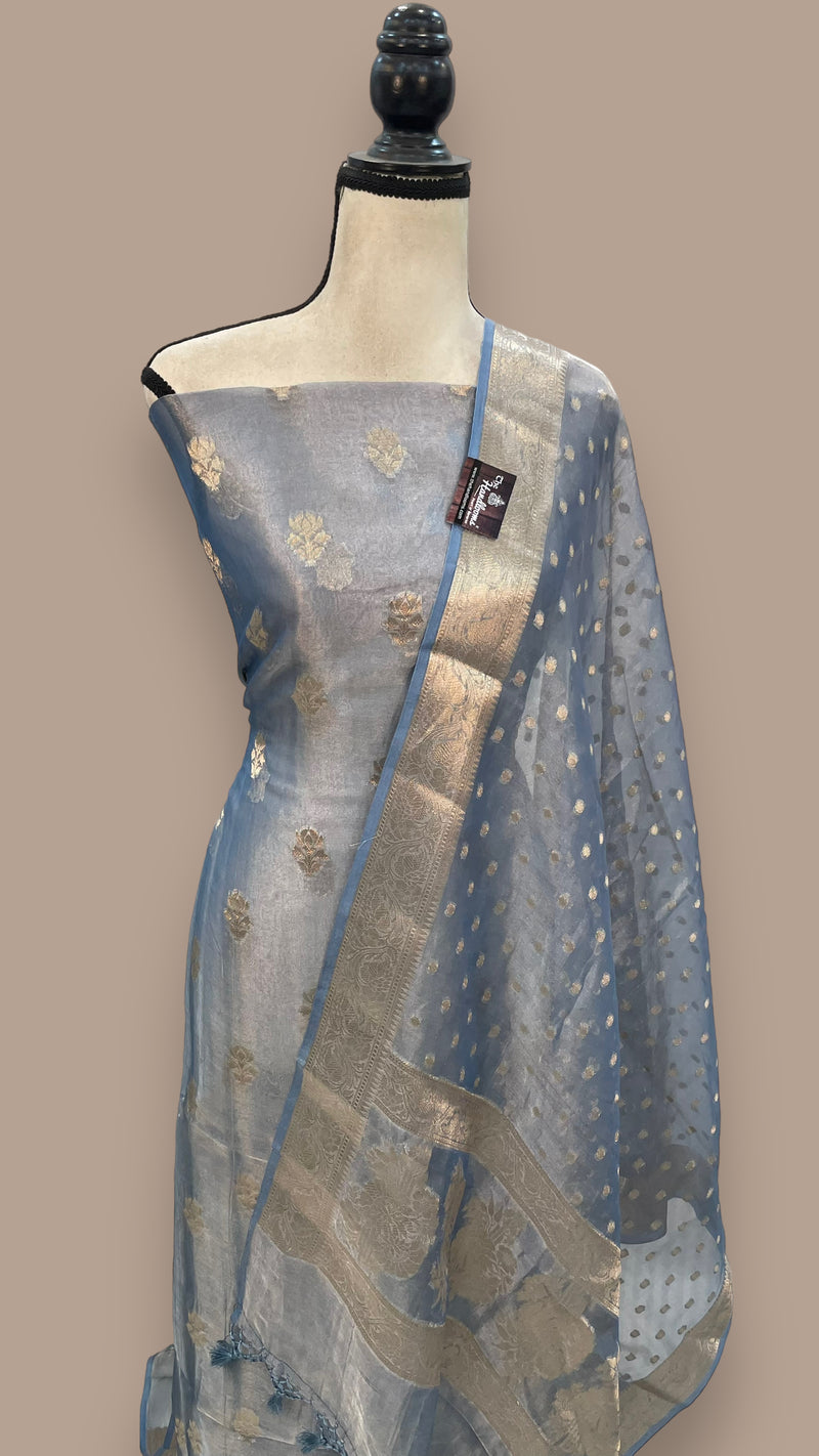 Pure Kora Tissue Handloom Banarasi Dress material - The Handlooms
