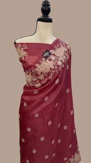 Tussar Silk Handloom Banarasi Saree With Chikankari - The Handlooms
