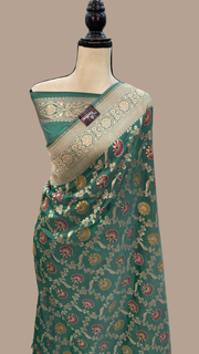 Pure Katan Silk Banarasi Handloom Saree - All over Jaal work - With Meenakari - The Handlooms