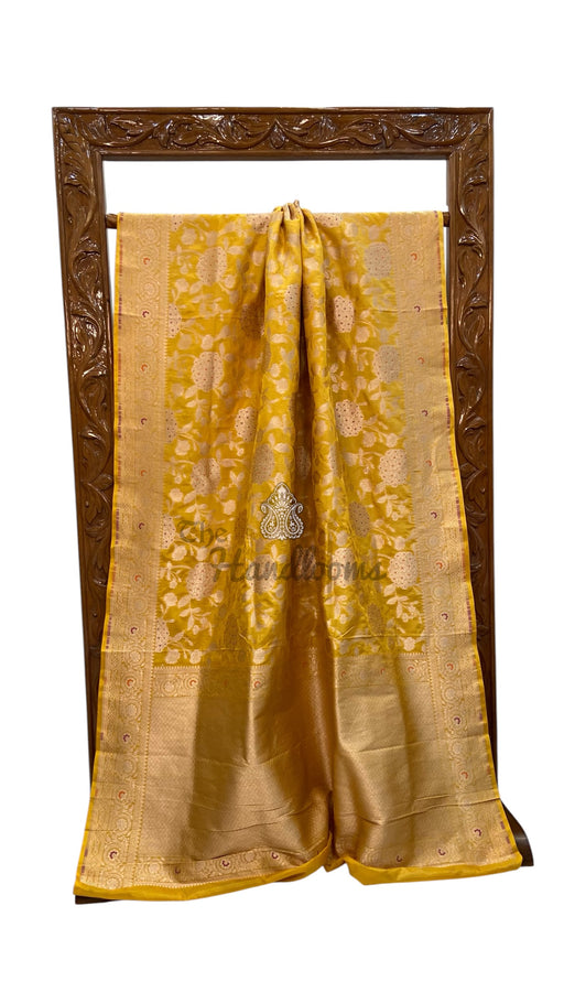 Pure Katan Silk Banarasi Handloom Saree - All Over Jaal Work With Meenakari - The Handlooms