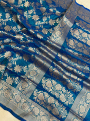 Pure Katan Silk Banarasi Handloom Saree - All Over Jaal Work - The Handlooms