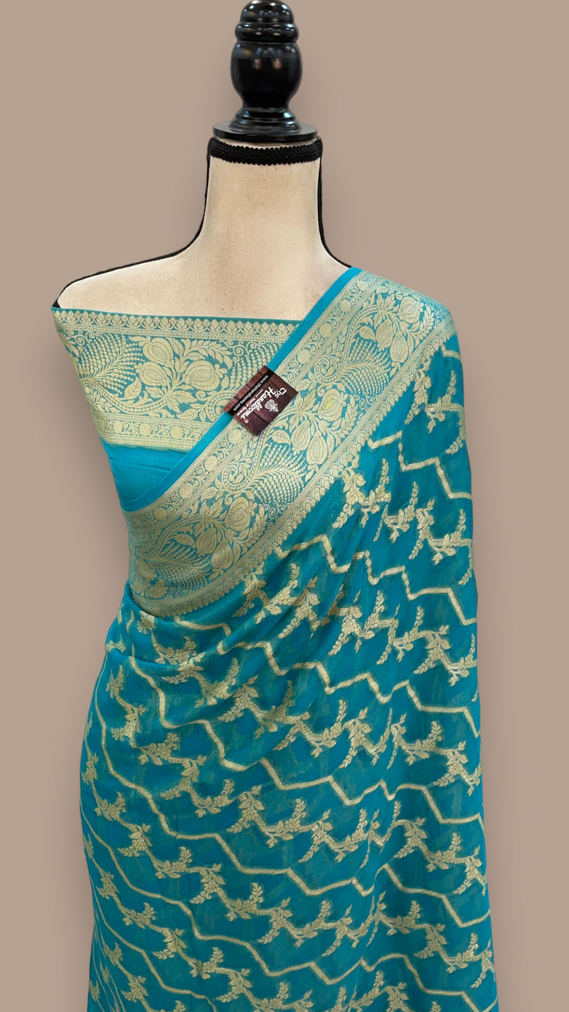 Pure Chiffon Khaddi Banarasi Saree - The Handlooms