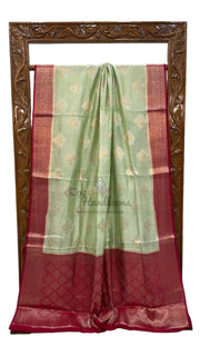 Pista Pure Mango Silk Banarasi Handloom Saree - The Handlooms