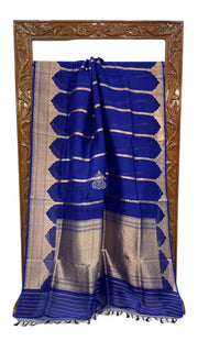 Royal Blue Pure Kora Handloom Banarasi Saree - The Handlooms
