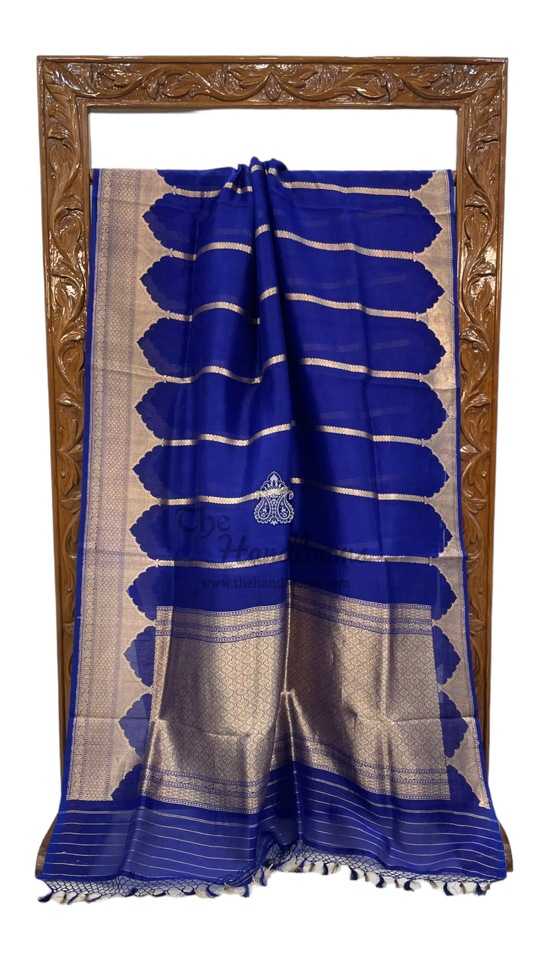 Royal Blue Pure Kora Handloom Banarasi Saree - The Handlooms