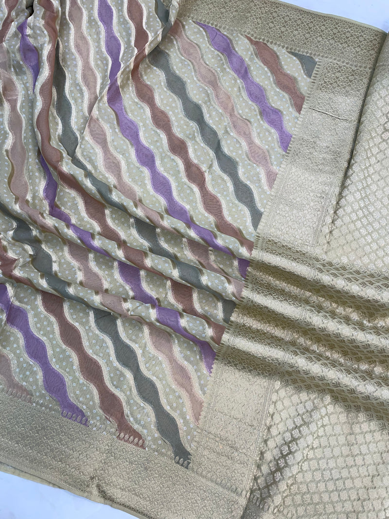 Pure Georgette Banarasi Saree With Rangkat Digital Print - The Handlooms